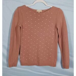 Benedetta B Small Blush Pink Polka Dot Merino Wool Cashmere Sweater Italy